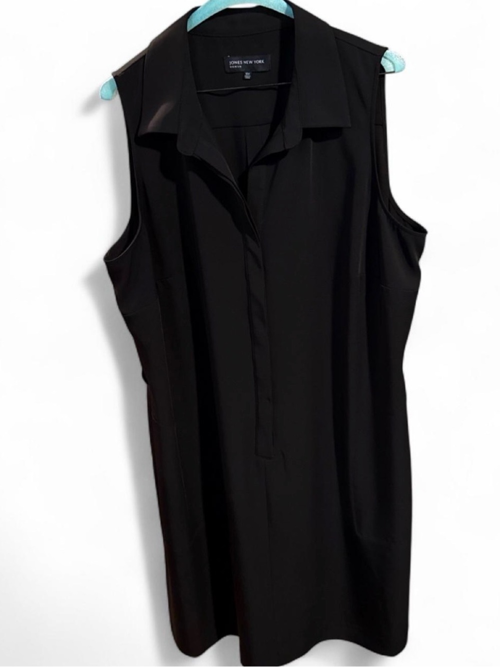Jones New York Black Sleeveless Collared Tunic Dress